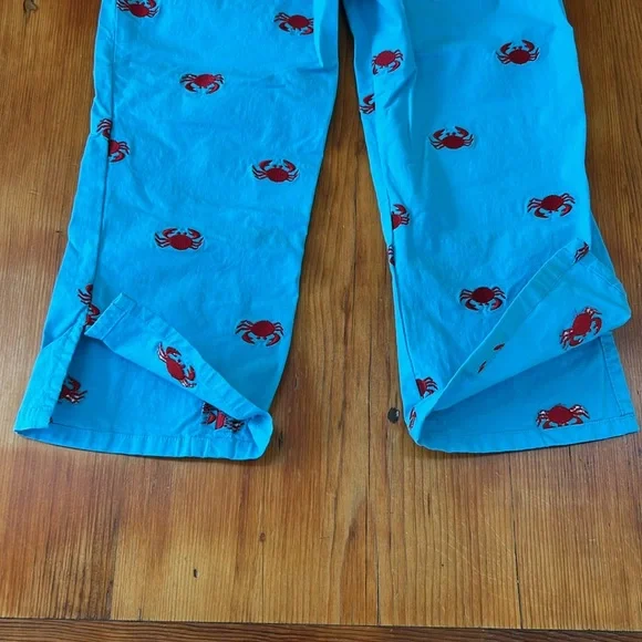 Lilly Pulitzer Vintage White Label Aqua and Red Girls‎ Capris Slit Size 10 EUC - Picture 7 of 8